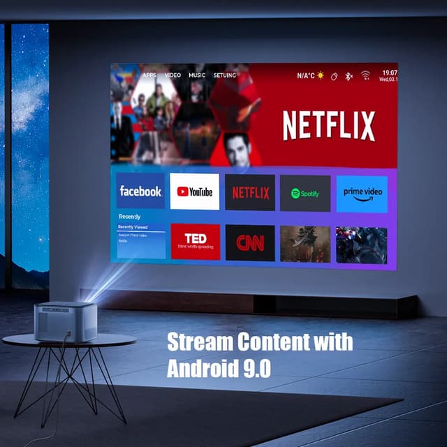 بروجكتر منزلي باينتك سكاي اكس 25 ذكي 1080 بكسل Byintek Sky X25 Full HD Projector