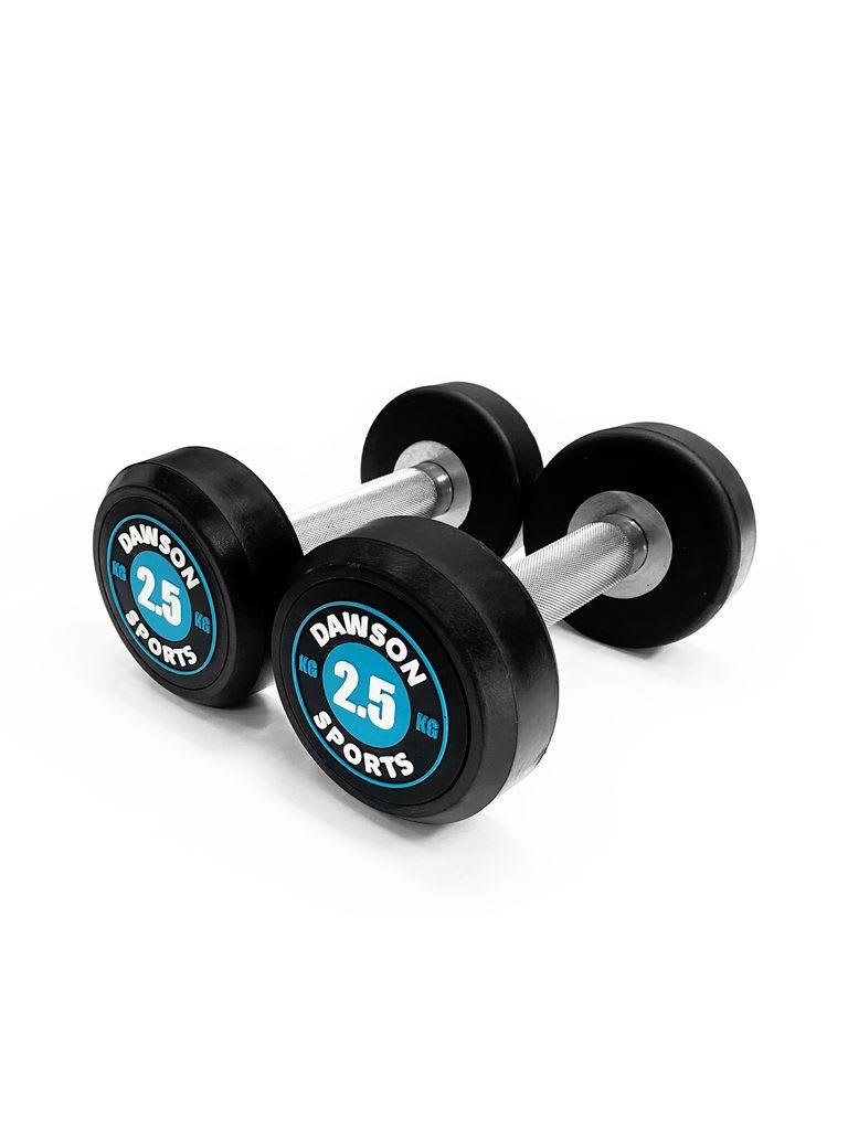 طقم دنابل 2.5 كجم عدد 2 لون أسود وأزرق من داوسون سبورتس Dawson Sports Power 100 Rubber Dumbbells