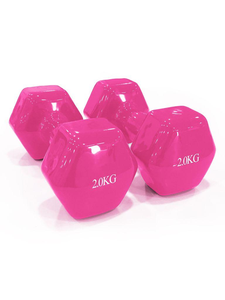 طقم دنابل 2 كجم عدد 2 لون زهري من داوسون سبورتس Dawson Sports Vinyl Dumbbell