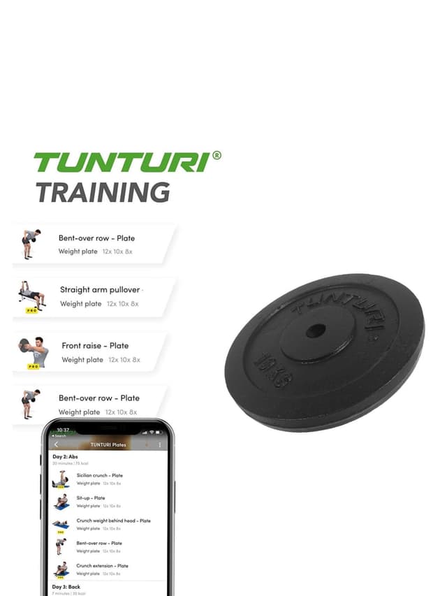 Tunturi Plate Black - Single Weight 10 Kg - SW1hZ2U6MTU0OTAwNw==