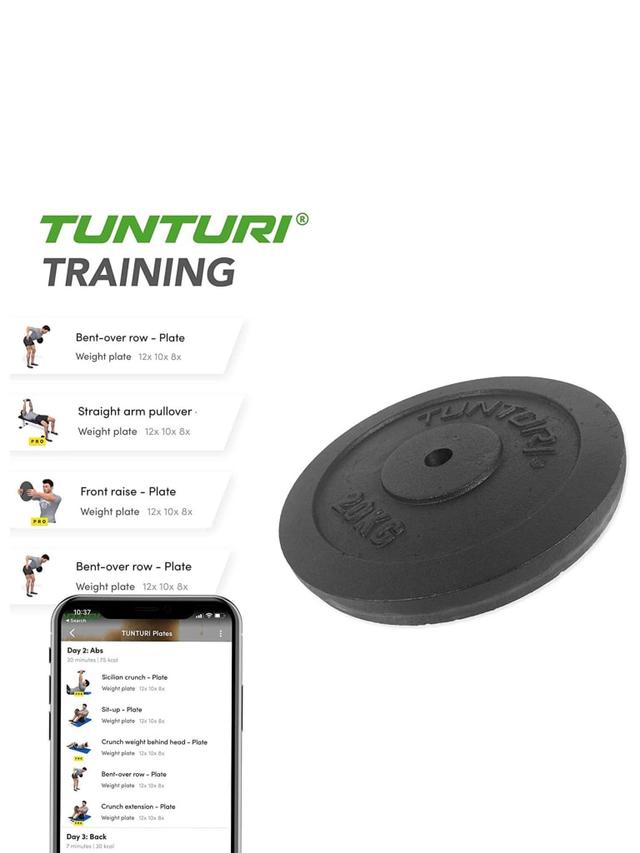 Tunturi Plate Black - Single Weight 20 Kg - SW1hZ2U6MTUyODM4NA==