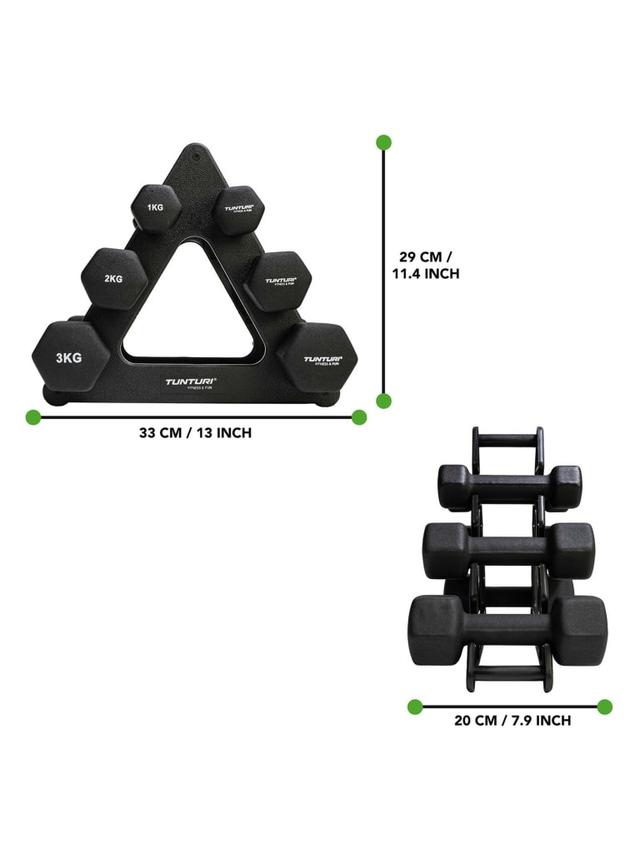 Tunturi Neoprene Dumbellset 3Prs+Stand - SW1hZ2U6MTUyODM3Mg==