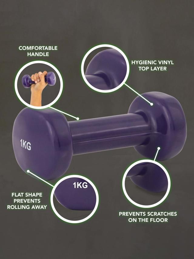 Tunturi Vinyl Dumbbells - Pair Color PurpleWeight 1 Kg - SW1hZ2U6MTU0OTA2OA==