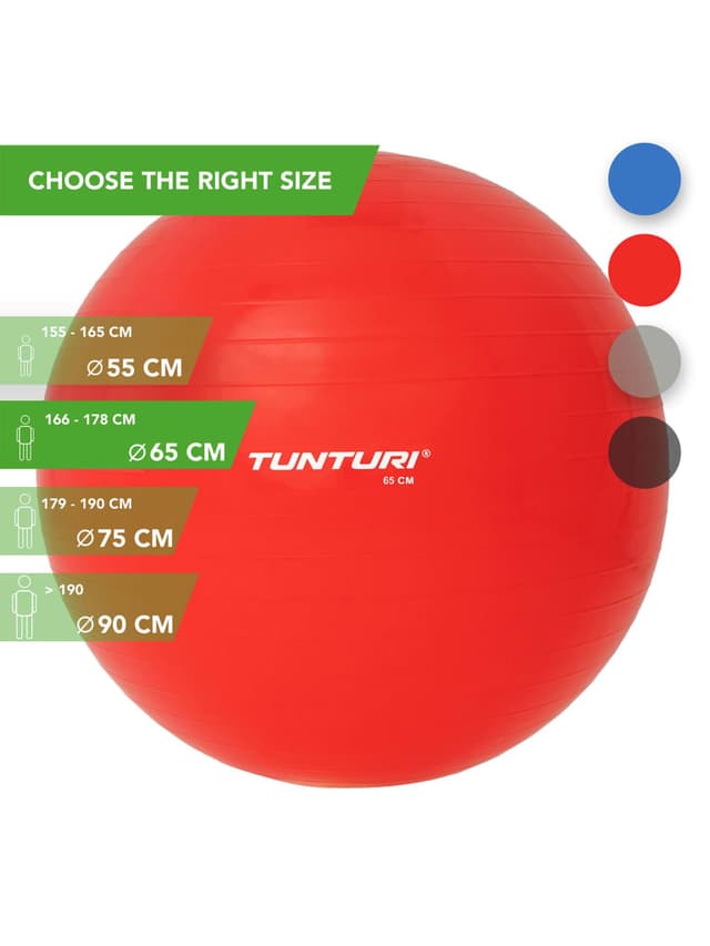 كرة التمارين مضادة للانفجار 65 سم أحمر تونتوري Tunturi Gymball - 311459