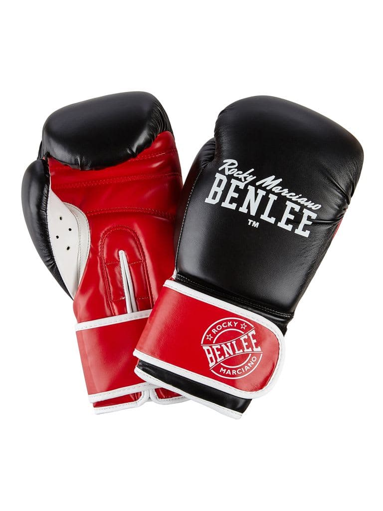 قفازات ملاكمة جلد صناعي مقاس 14oz أسود وأحمر بينلي Benlee Artificial Leather Boxing Gloves