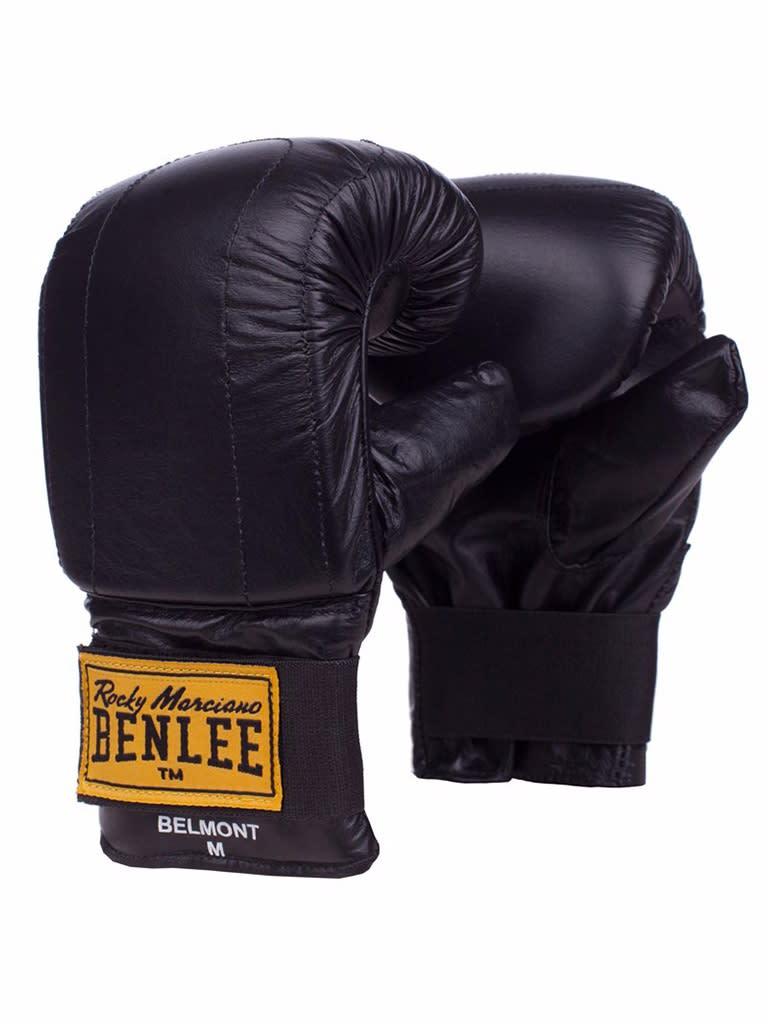 قفازات ملاكمة جلد طبيعي ميديوم أسود بينلي Benlee Mitts Belmont Leather Boxing Gloves