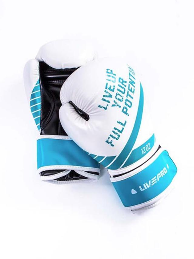 قفازات ملاكمة جلد صناعي مقاس 12oz أزرق وأبيض لايف برو LivePro Boxing Gloves - SW1hZ2U6MTU0NTE1Nw==