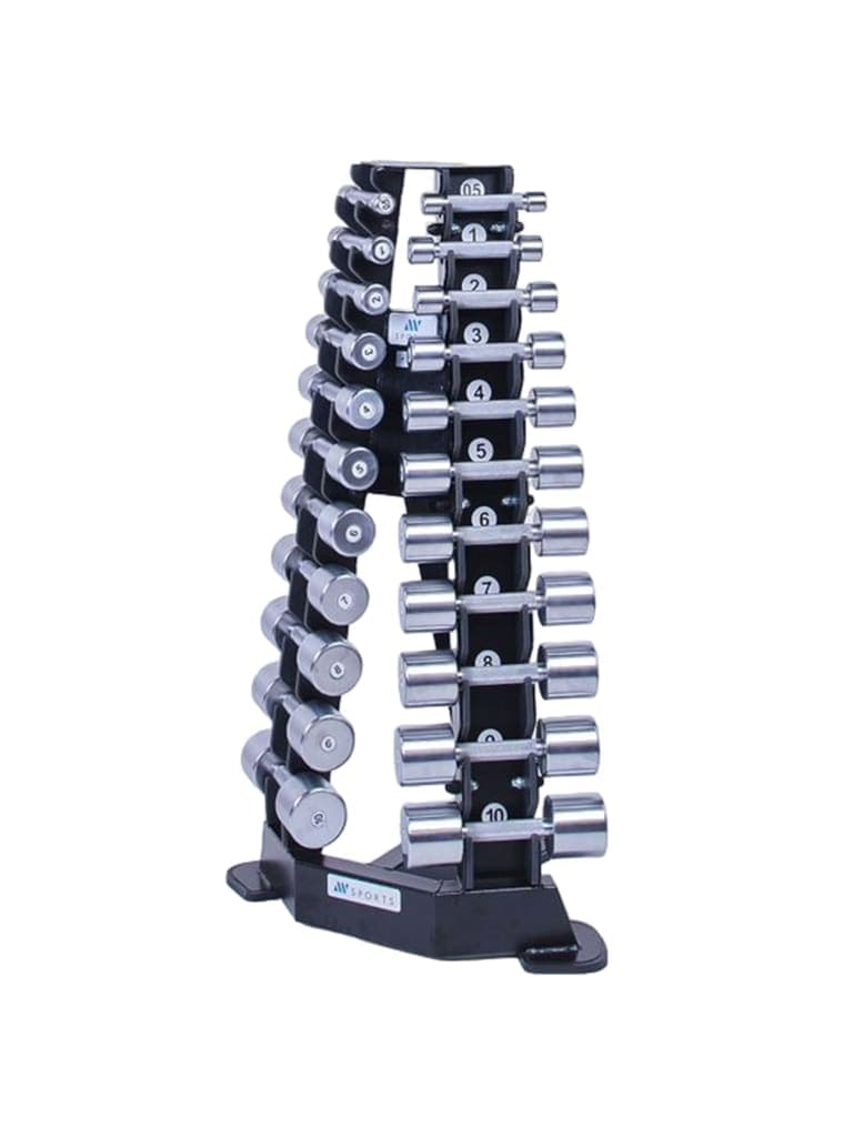 ADW Sports Chrome Dumbbell Set With Rack