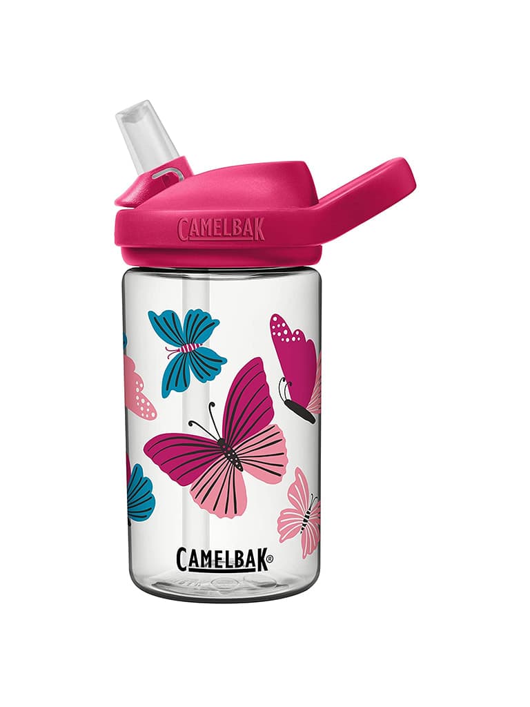 مطارة ماء للأطفال باللون الأحمر مع تصميم فراشات من كاميلباك Camelbak eddy+ Kids Bottle Style Colorblock ButterfliesVolume 14 Oz