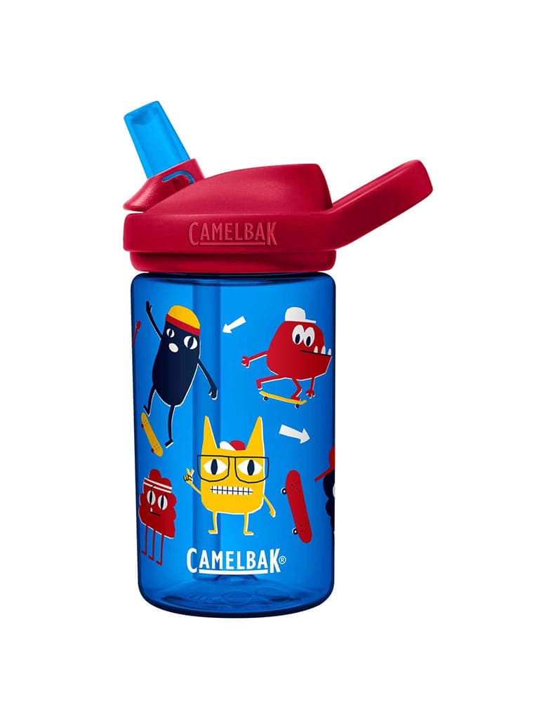 مطارة ماء للأطفال باللون الأحمر والأزرق من كاميلباك إيددي Camelbak eddy+ Kids Bottle Style Skate MonstersVolume 14 Oz