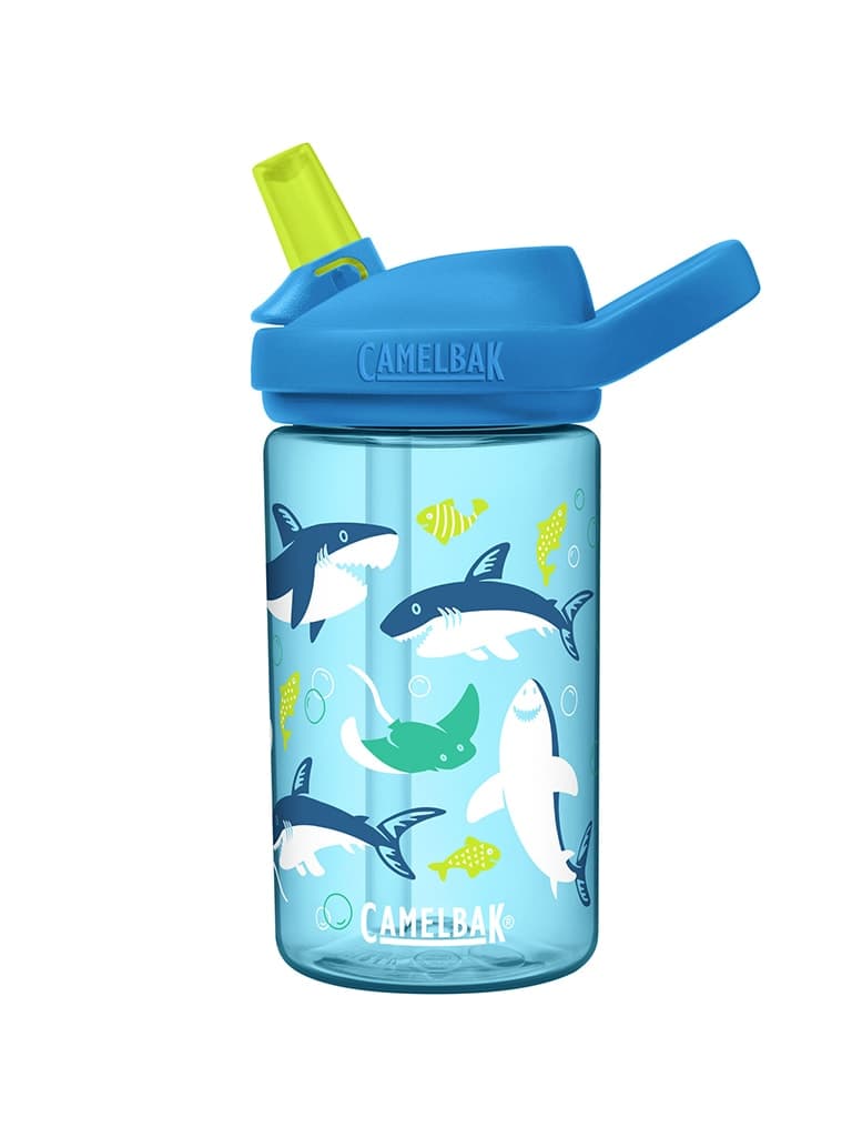 زمزمية ماء للاطفال 400 مل بلاستيك مع قشة حيتان البحركاميلباك Camelbak Eddy+ Kids Bottle Color Sharks