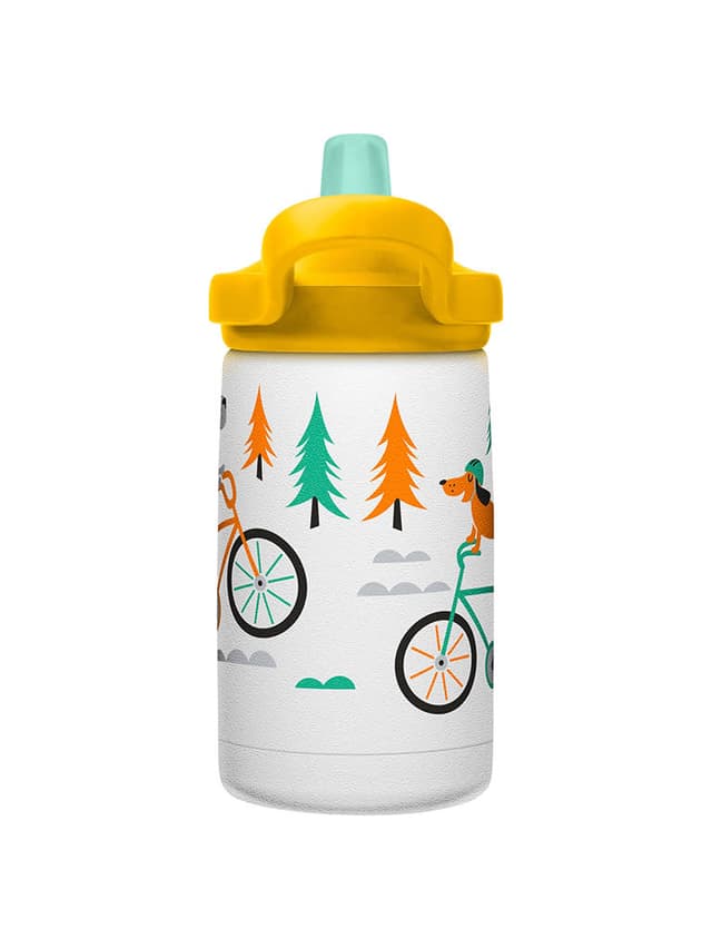 مطاره مياه للاطفال معزولة بالفراغ بحجم 12 اونصة مع رسم كلاب ودراجات من كاملباكCamelbak Eddy+ Kids SST Vacuum Insulated Water Bottle Color Biking DogsQuantity 12oz