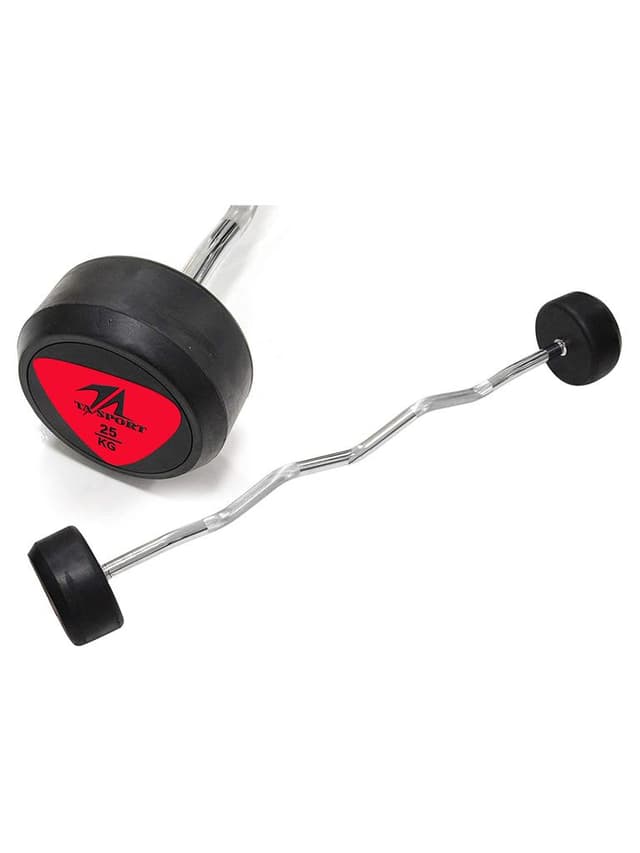 بار حديد 25 كجم تي اي سبورت TA Sport Rubber Coated Curl Barbell - 719132