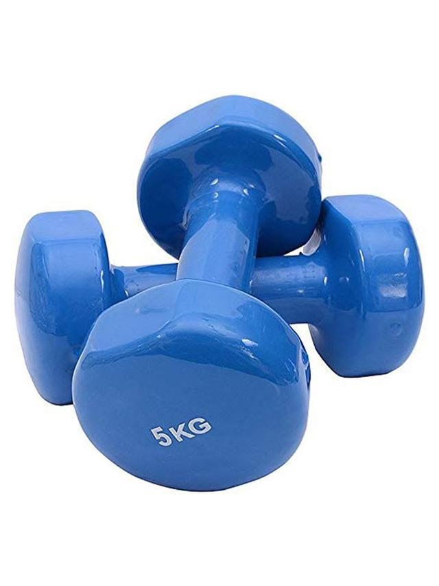 طقم دنابل 5 كيلو جرام عدد 2 لون أزرق من لايف اب LiveUp Vinyl Dumbbell Classical Head LS2001 Pair - SW1hZ2U6MTUzMTQ3OQ==