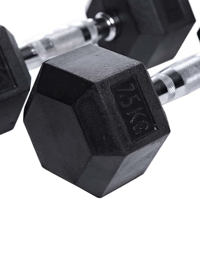 طقم دنابل 7.5 كجم عدد 2 لون أسود من تي اي سبورت TA Sport Hex Dumbells - 313634