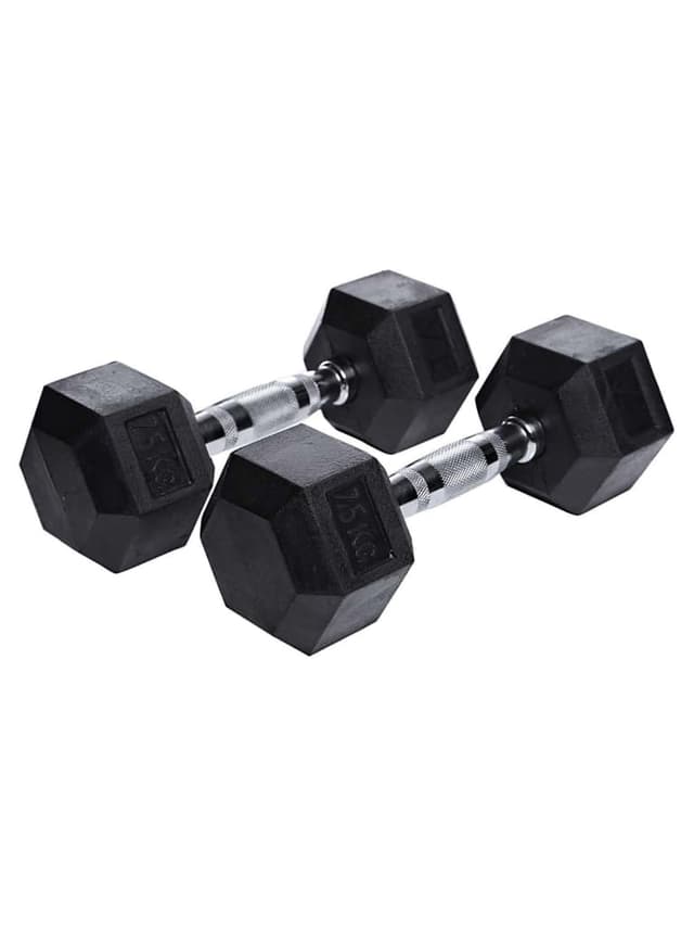 طقم دنابل 7.5 كجم عدد 2 لون أسود من تي اي سبورت TA Sport Hex Dumbells - 719144