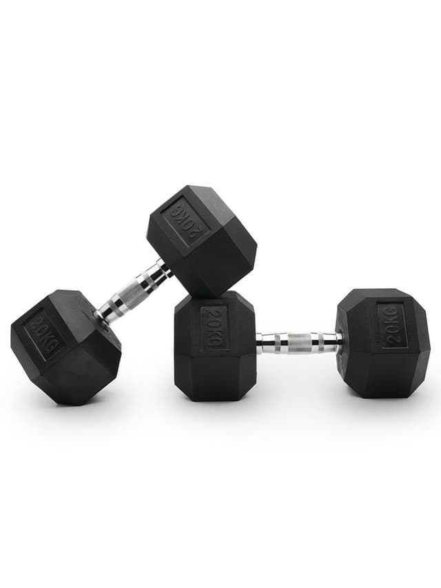 طقم دنابل 5 كجم عدد 2 لون أسود من تي اي سبورت TA Sport Hex Rubber Dumbbells - 719139