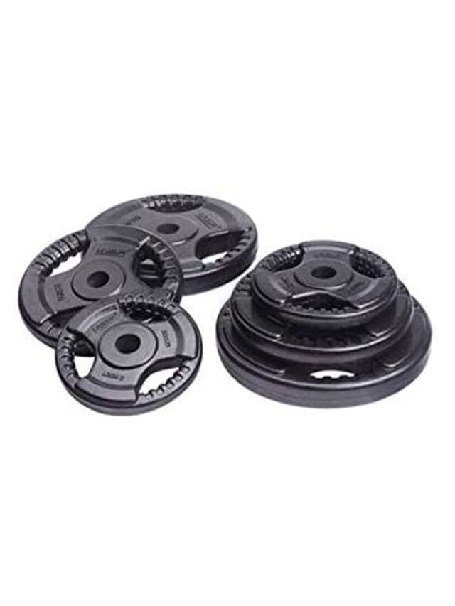 طارات اوزان حديد قرصية 12.5 كجم ثلاثية المقابض مع فتحة 30 مم من لايف اب LiveUp - Rubber Plate 12.5Kg 30 mm LS2122 W/Handle Cut Hol