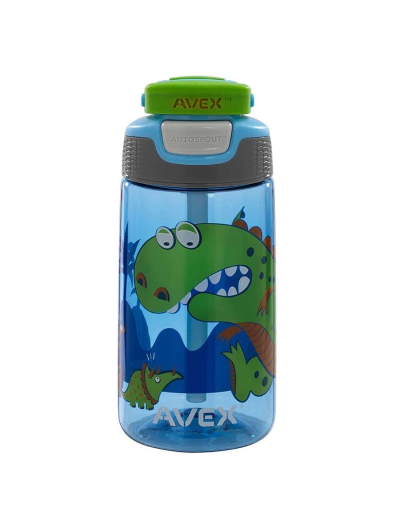 زمزمية ماء للاطفال 475 مل بلاستيك ديناصور ازرق افيكس Avex Freestyle Autoseal Kids Water Bottle