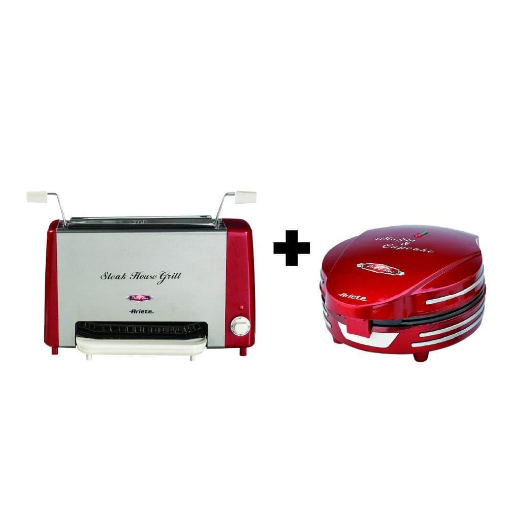 Ariete Party Time Steak House Grill Red 0730 + Ariete Party Time Muffin Maker Red 0188