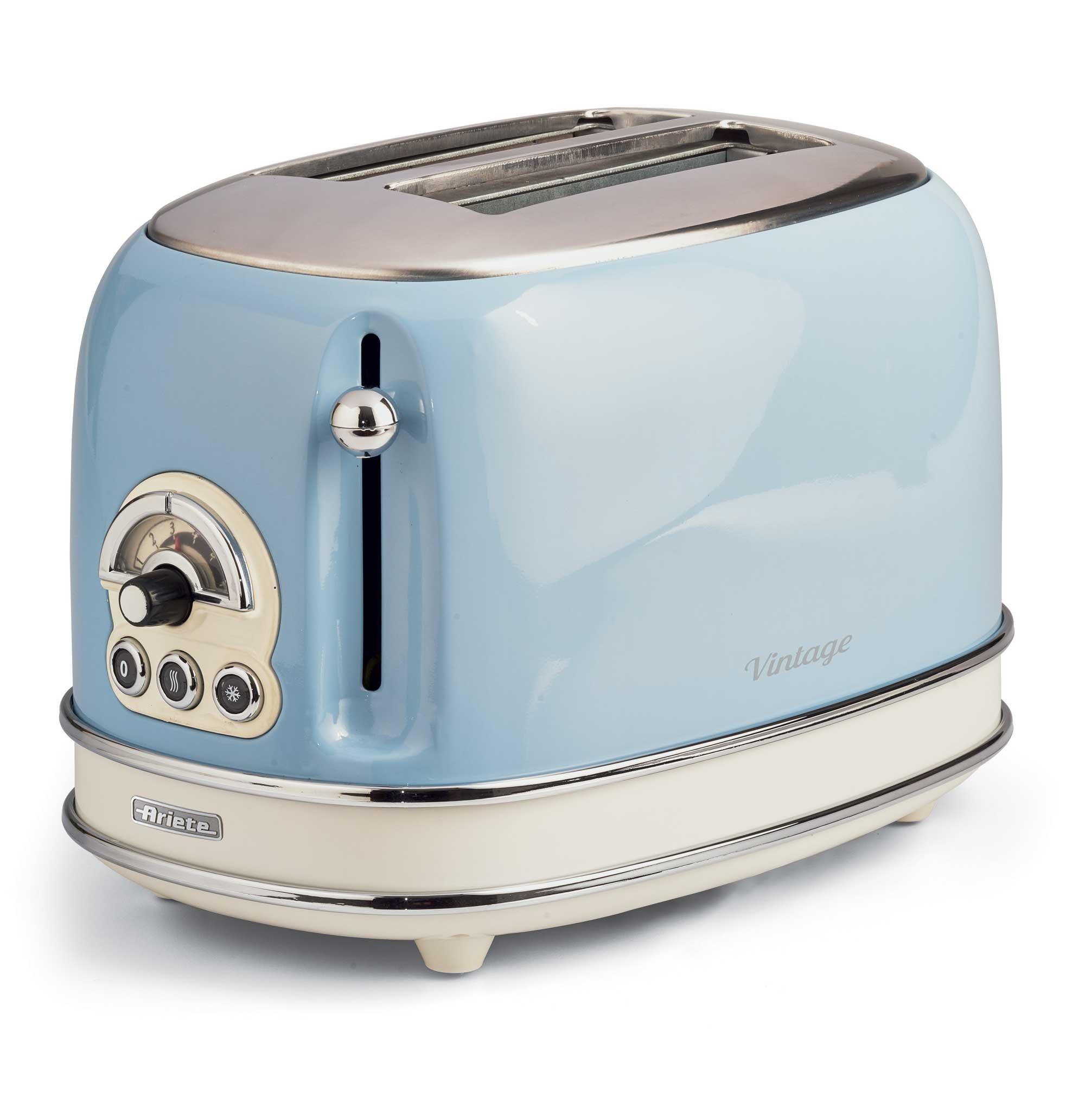 Ariete Vintage 2- Slice Toaster, Cream/Blue 0155