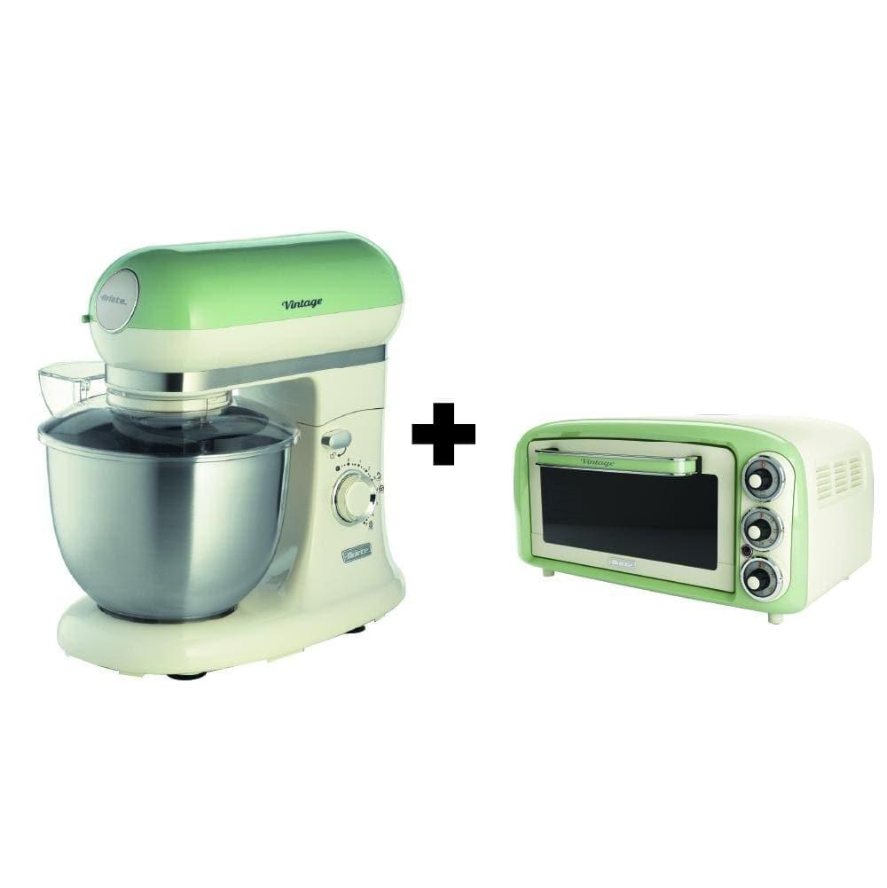 Ariete Vintage Kitchen Machine Cream/Green, 1588-Gr + Ariete Vintage Electric Oven Cream/Green, 979-Gr