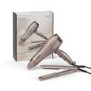 استشوار شعر بقوة 2300 واط مع مكواة شعر بيبي بدرجة حرارة قصوى 235 لون بيج BABYLISS DRYER and STRAIGHTENER