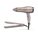 استشوار شعر بقوة 2300 واط مع مكواة شعر بيبي بدرجة حرارة قصوى 235 لون بيج BABYLISS DRYER and STRAIGHTENER