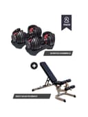 مجموعة الدمبل الذكي 50 كيلو مع كرسي بنش رياضي بوفليكس Bowflex SelectTech Dumbbells + Heavy Duty FID Bench