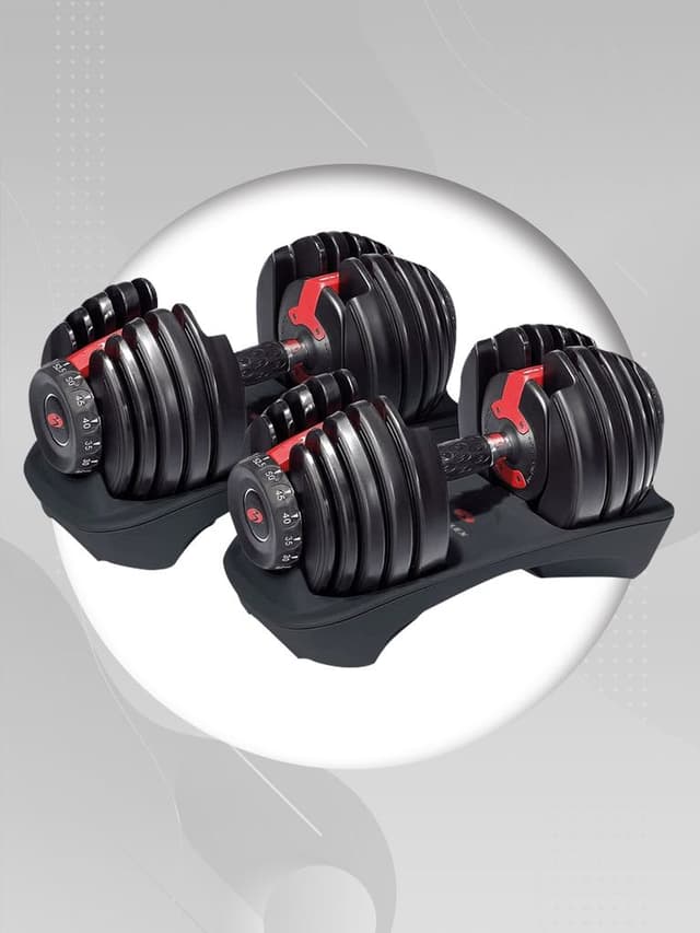 مجموعة الدمبل الذكي 50 كيلو مع كرسي بنش رياضي بوفليكس Bowflex SelectTech Dumbbells + Heavy Duty FID Bench