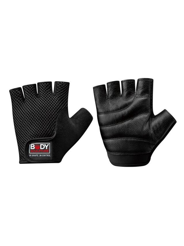 قفازات تمارين حديد جلد نصف اصبع سمول بودي سكلبتشر Body Sculpture Weightlifting Gloves Size BlackColor S