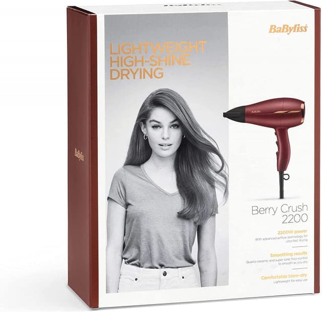مجفف شعر بقوة 2200 واط لون خمري من شركة بيبي ليس Babyliss BERRY CRUSH DRYER