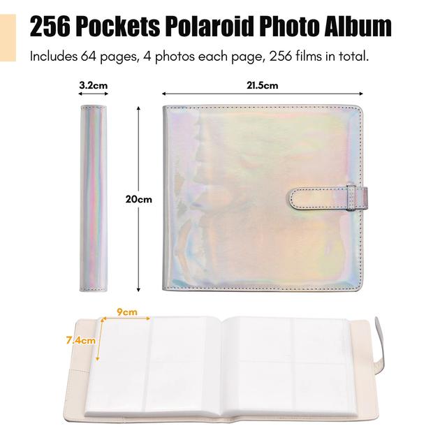 O Ozone 256 Pockets Polaroid Book Photo Albumfor Fujifilm Instax Mini 11 90 70 9 8+ 8 LiPlay Instant Camera, Polaroid Snap SnapTouch PIC-300 Z2300 Instant Camera (Silver) - SW1hZ2U6MTU5ODY2Mg==