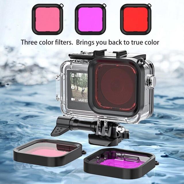 O Ozone Waterproof Case Housing+ 3 Pack Filter and Tempered Glass Screen Protector for DJI OSMO Action 3 Action Camera Accessories, Underwater Photography Protective Kit Bundle for Action3 Accessory - SW1hZ2U6MTU5ODczNA==