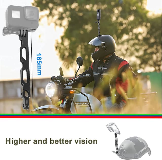 اكسسوارات تثبيت الكاميرا على الدراجة النارية متوافق مع انستا 360 ون اكس 3 واكس 2 وون اكس  ون آر وار اس كاميرا وغو برو هيرو وأوسمو اكشن وواي اي اكشن لون أسود من او اوزون O Ozone Motorcycle Accessories Mount Bundle Kit