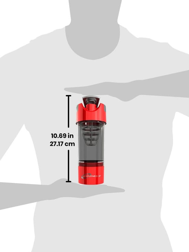 Cyclone Cup Protein Shaker Bottle with Compartment Color Smoked-RedVolume 650 ml