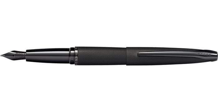 Cross ATX Brushed Black Fountain Pen With Etched Diamond Pattern And Stainless Steel Medium Nib - 886-41MJ