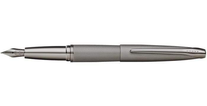 Cross ATX Sandblasted Titanium Grey Fountain Pen With Polished Dark Blue Pvd Appointments - 886-46MJ