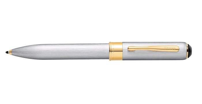 قلم كروس بيرلس كروم مصقول مع أجزاء مطلية بالذهب عيار 23 حبر جاف Cross Peerless Brushed Chrome Tracker Ballpoint Pen