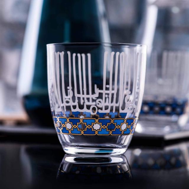 كاسات عصير قصيرة كرستال 300ملي لتر 6 قطع ديملاج  DIMLAJ ASALA GOLD BLUE CRYSTAL SHORT TUMBLER 6PC SET - SW1hZ2U6MTU3NDI5OQ==