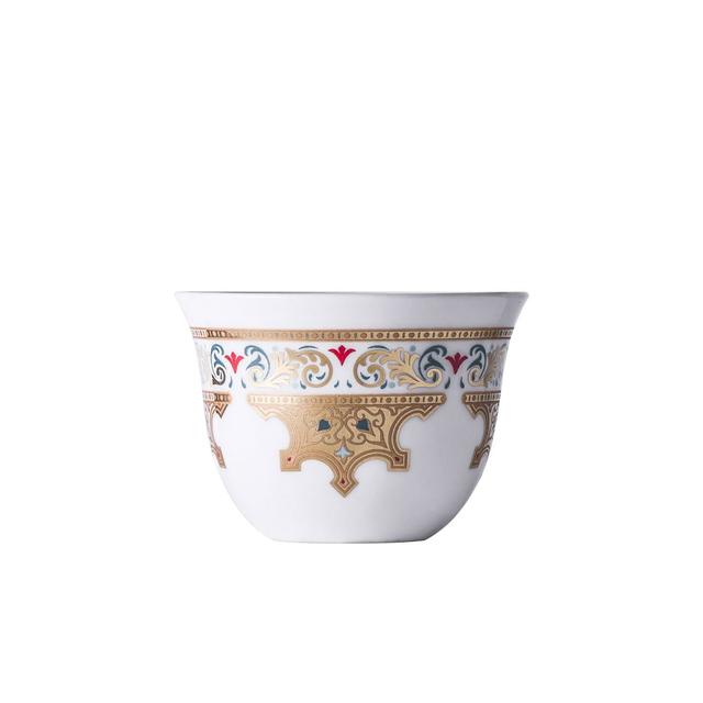 فنجان قهوة عربي بورسلين مزخرف 6 قطع أبيض وذهبي ديملاج  DIMLAJ SUROOR  PORCELAIN CAWA CUP GOLD/6 - SW1hZ2U6MTU3NTQ1NQ==