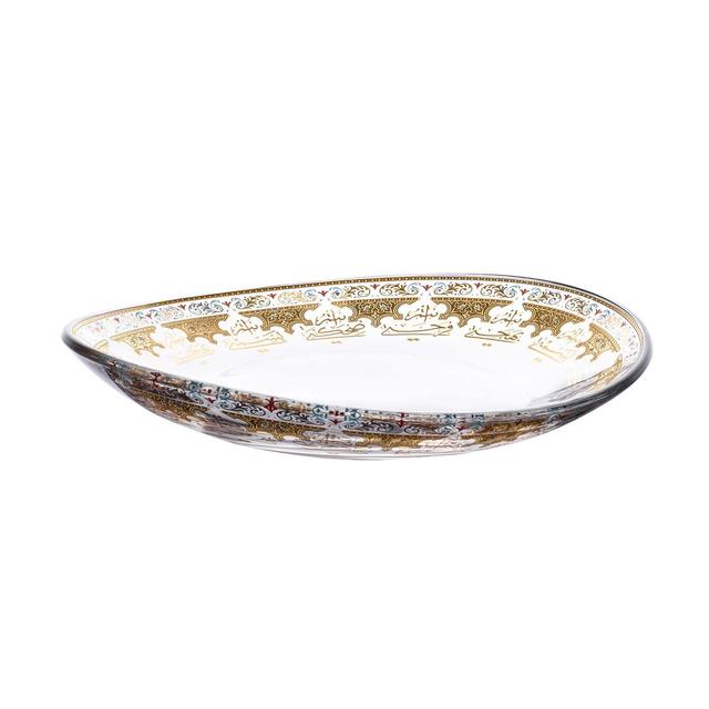 صحن زجاج 6 قطع مزخرف بزخرفات عربية دملاج DIMLAJ SUROOR 6PC GLASS PLATE GOLD - SW1hZ2U6MTU3MjM3MA==