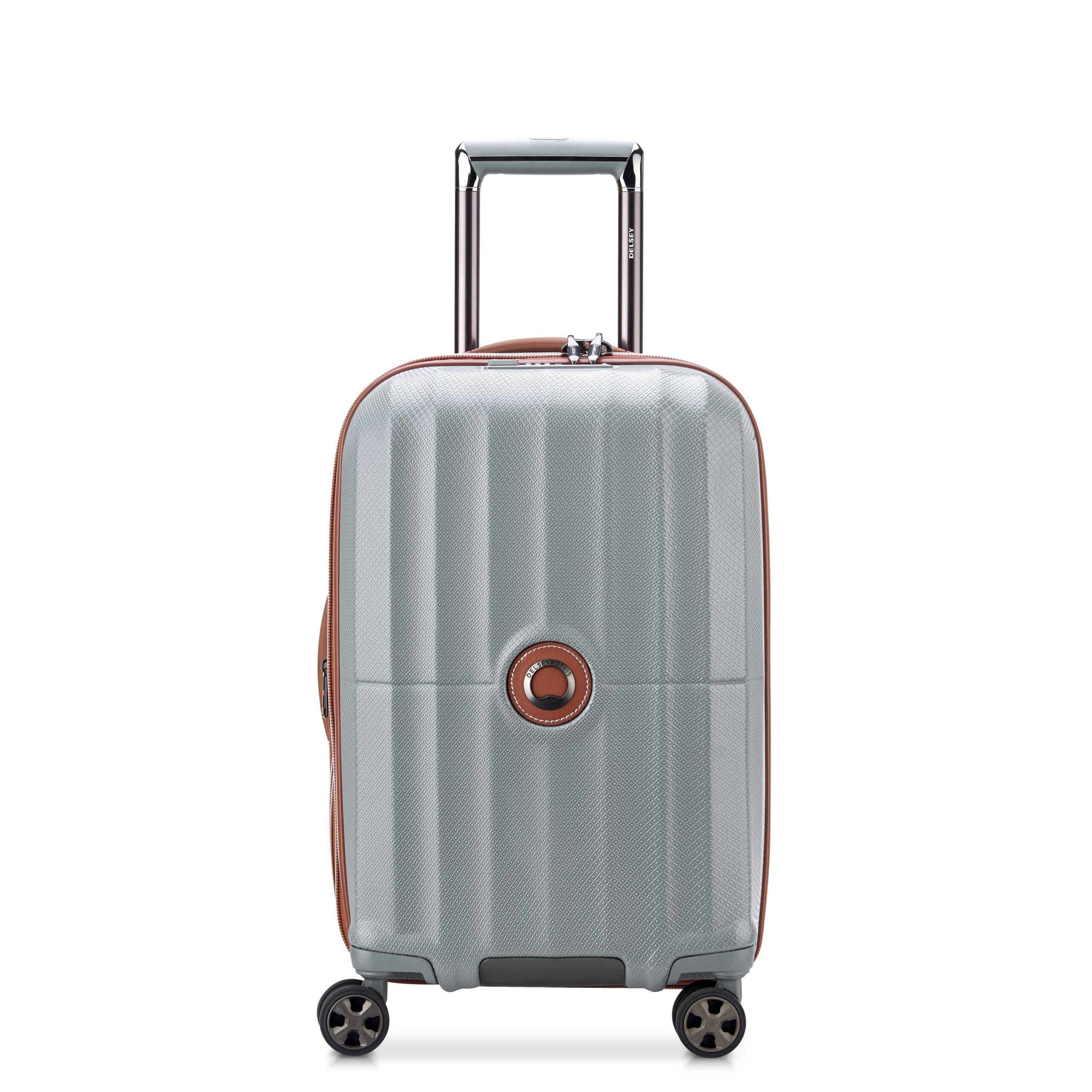 Delsey St Tropez 55cm Hardcase 4 Double Wheel Expandable Cabin Luggage Trolley Platinum - 00208780111