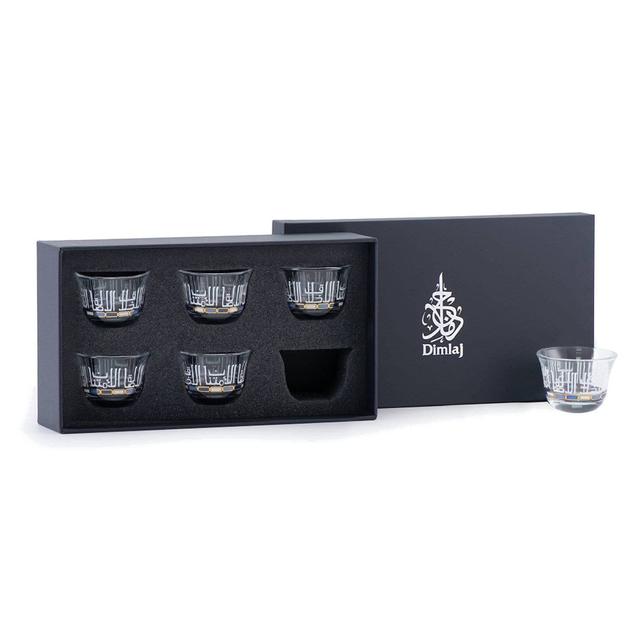 Dimlaj Asala Cawa Cup Set - Clear, Gold and Blue, 6 Pieces - 46677 - SW1hZ2U6MTU3NzQ0MQ==