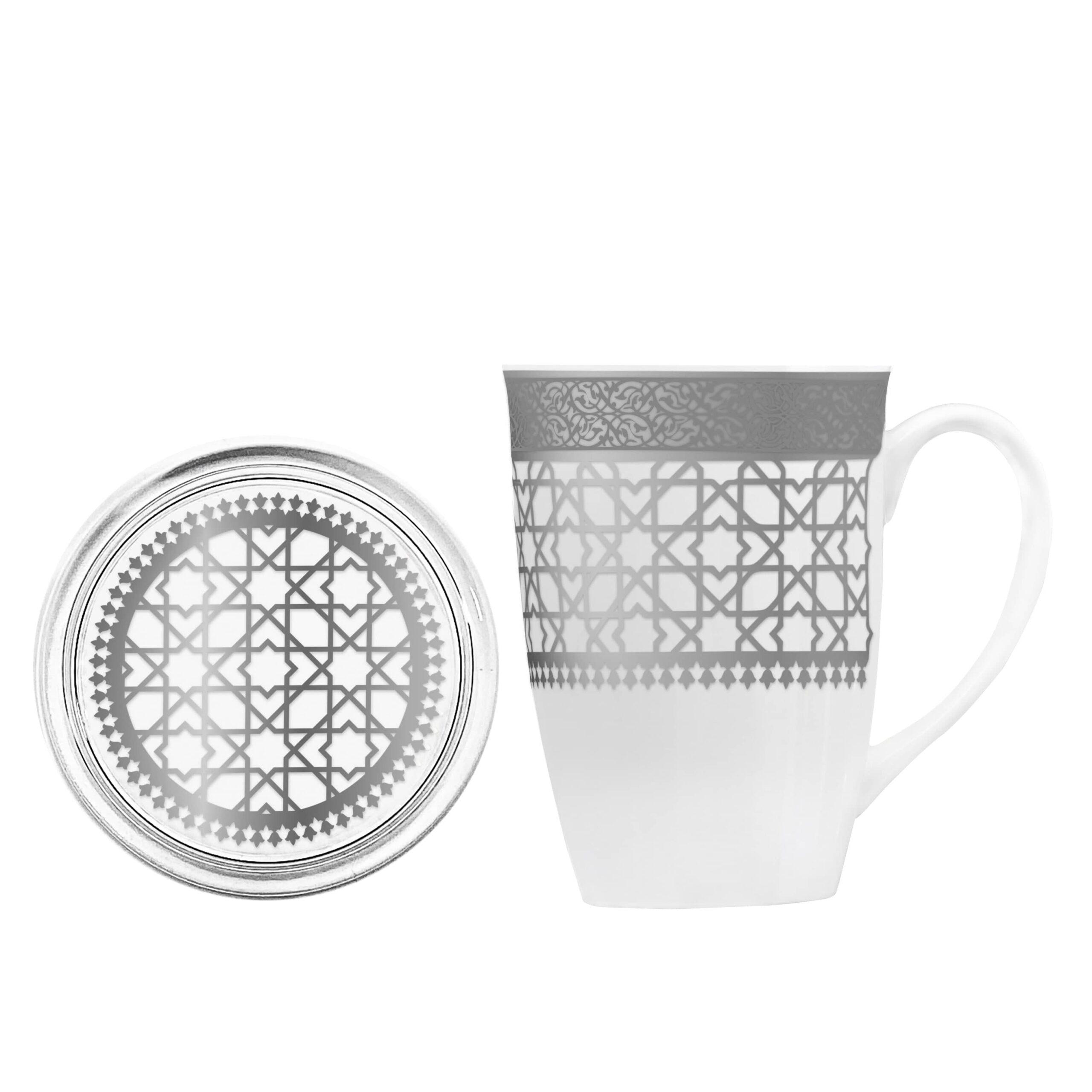 طقم ماغ مع غطاء 4 قطع من دملاج قرطبة بلاتينيوم Dimlaj Cordoba Set of 4 Pcs Mugs & Covers 