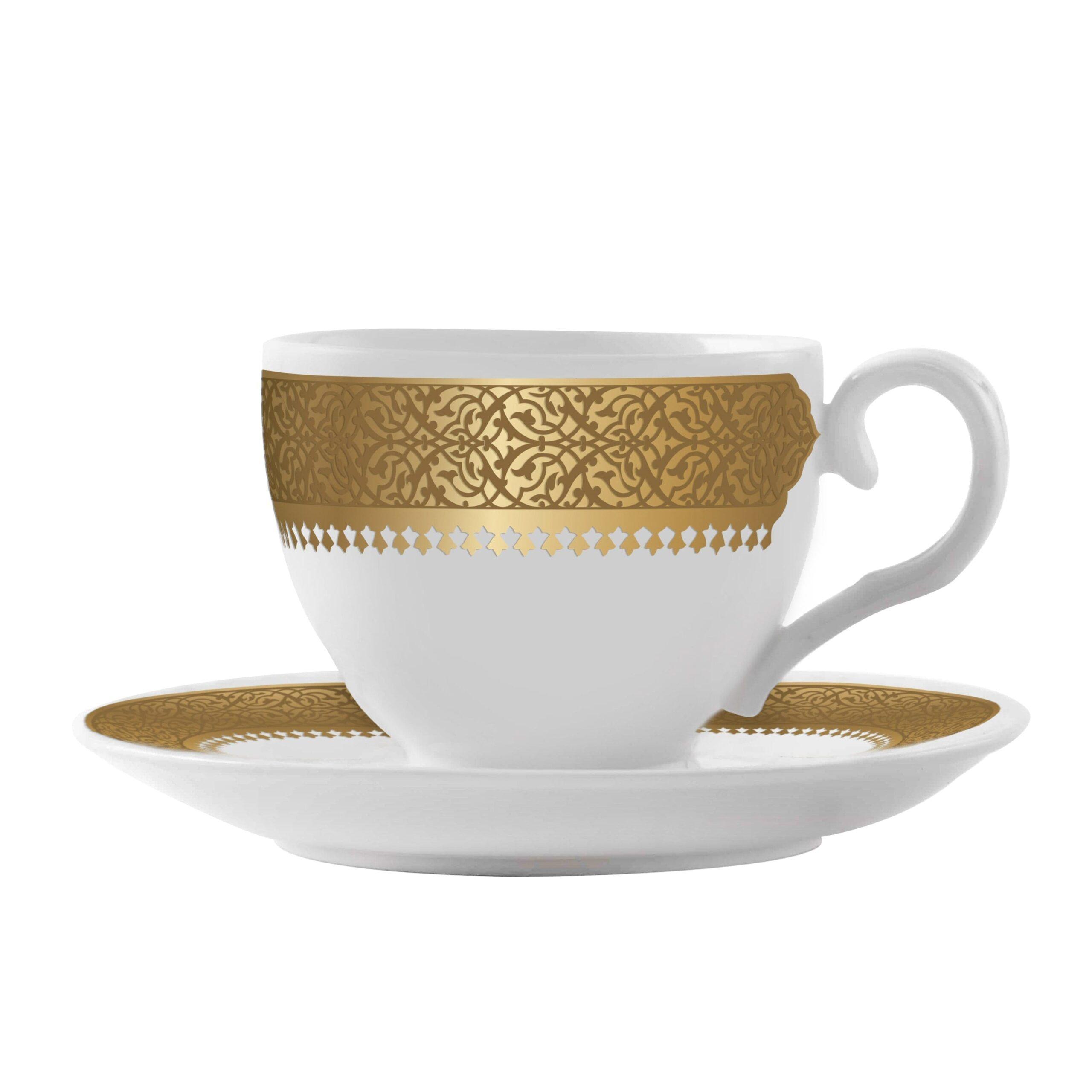 طقم أكواب شاي 6 قطع من دملاج قرطبة ذهبي Dimlaj Cordoba Set of 6 Pcs Tea Cups  