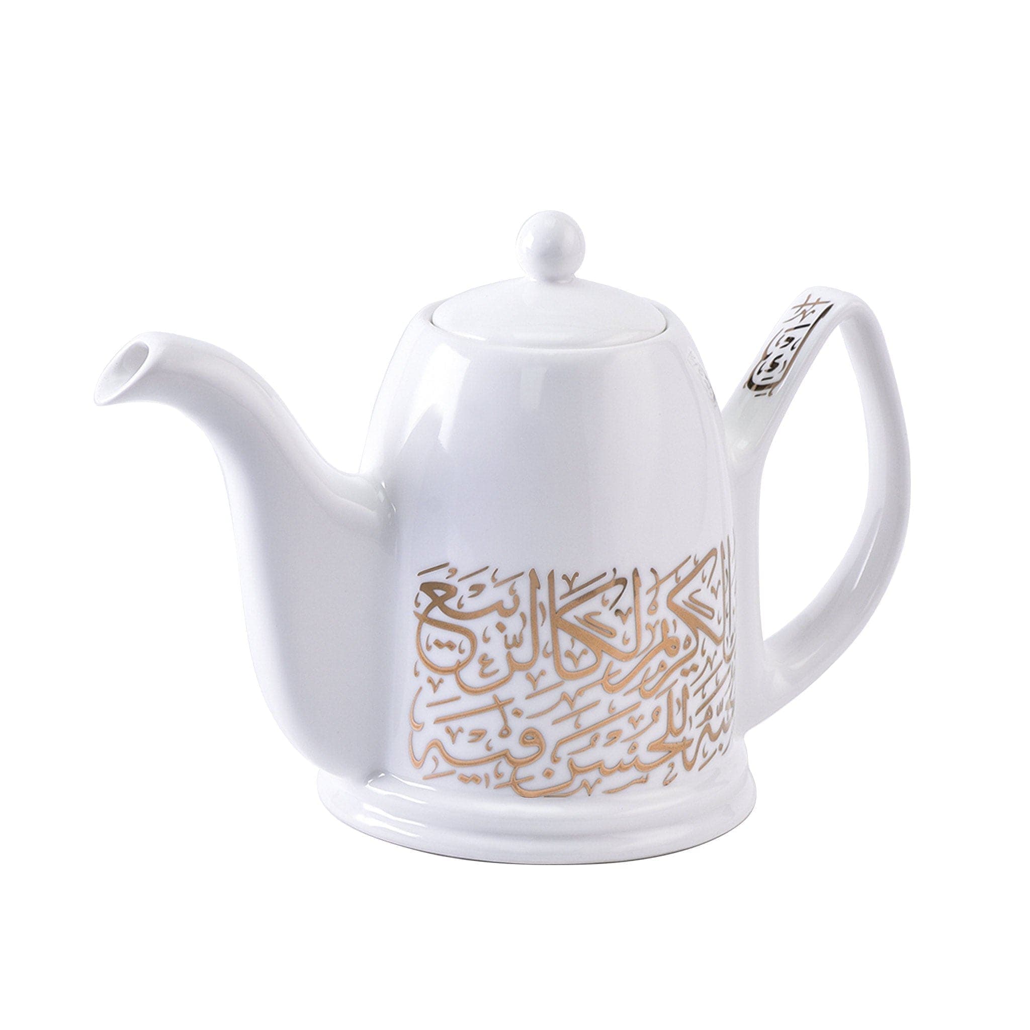 ابريق شاي كبير بورسلين أبيض وذهبي ديملاج  Dimlaj Kareem Large Teapot