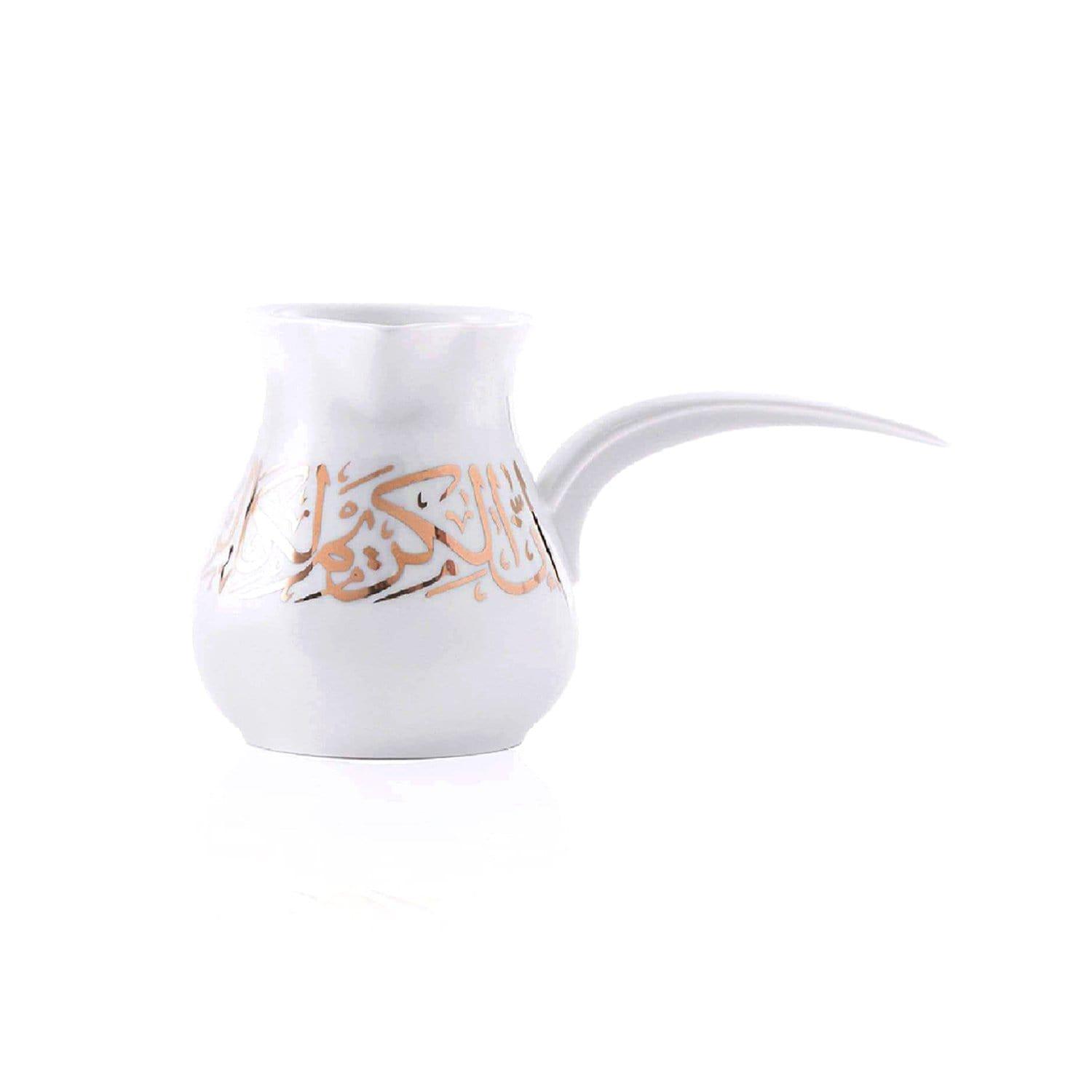دلة قهوة صغيرة بورسلين 280 ملي لتر أبيض وذهبي دملاج  Dimlaj Kareem Turkish Small Coffee Pot