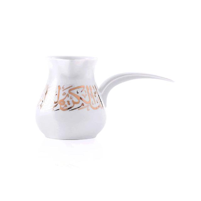 دلة قهوة صغيرة بورسلين 280 ملي لتر أبيض وذهبي دملاج  Dimlaj Kareem Turkish Small Coffee Pot - SW1hZ2U6MTU3ODg1MQ==