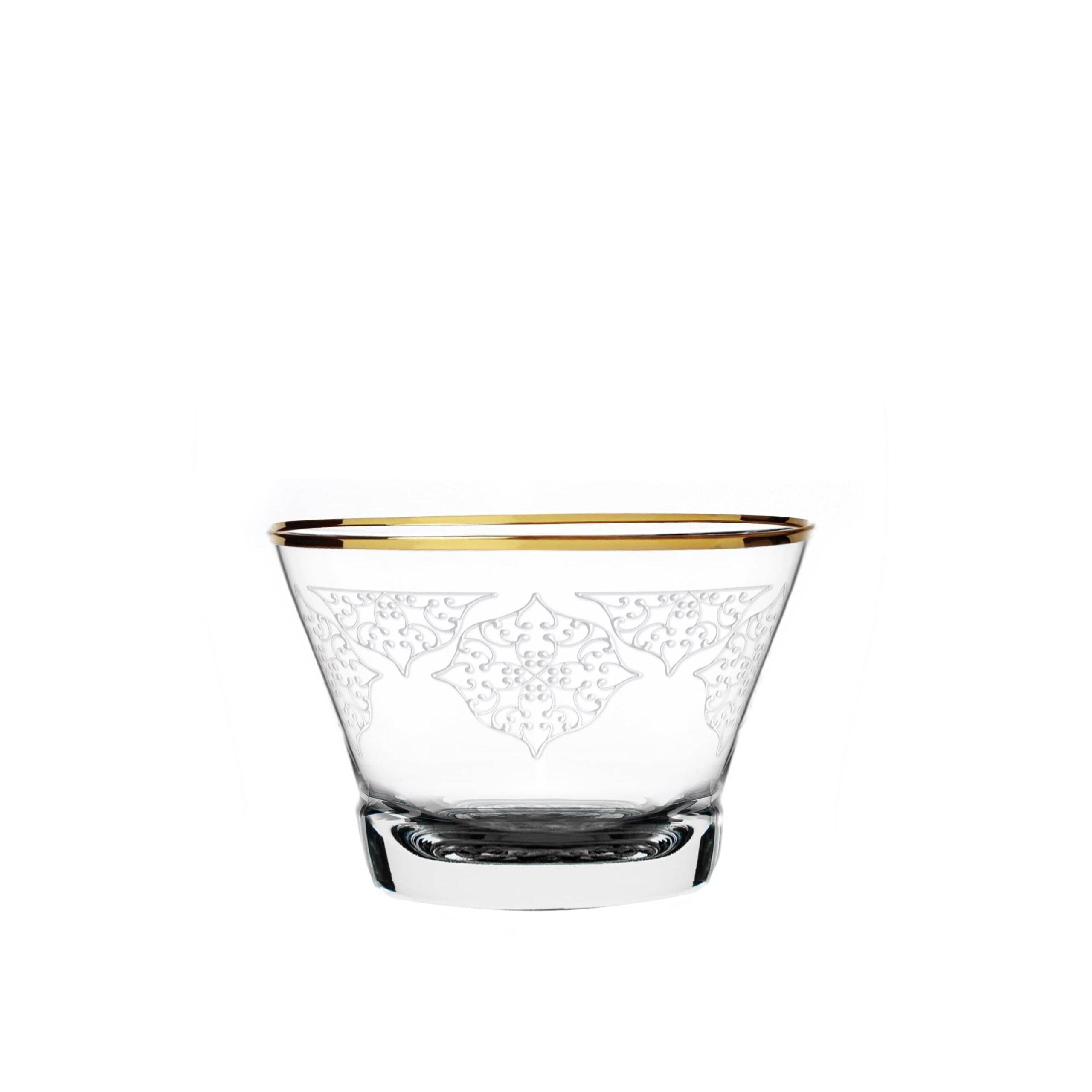 طقم فناجين قهوة كريستال 6 قطع دملاج بيرلا ذهبي Dimlaj Perla Set of 6 Pcs Crystal Cawa Cups